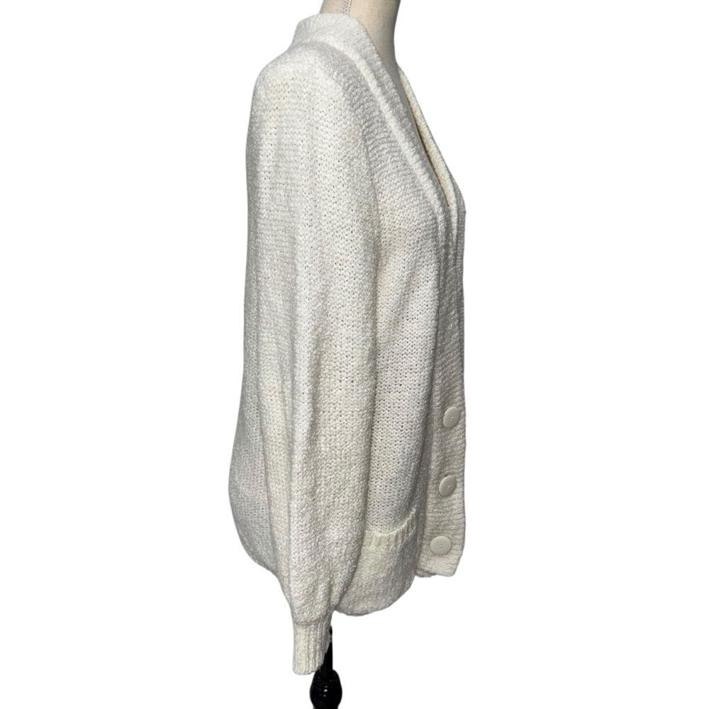 Cozy Grandma Style Solid White Women's Button Up Cardigan Sweater size L pockets - Picture 5 of 10